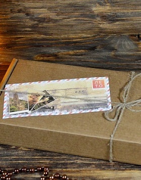 Package Box with a postcard cardboard 